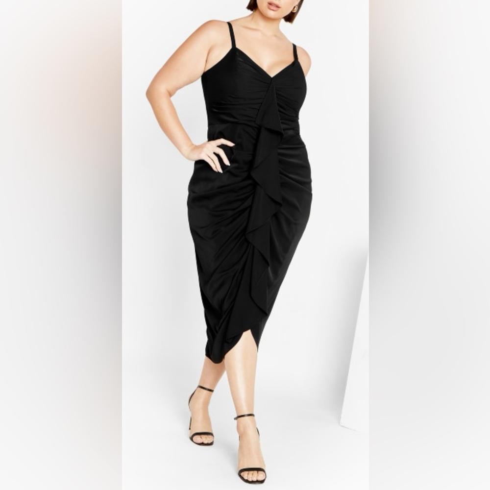 City Chic Julietta Black Midi Dress Size 20 NWT